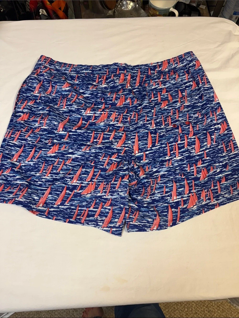 Vineyard Vines Blue and Pink Sailboat Print Swim Trunks